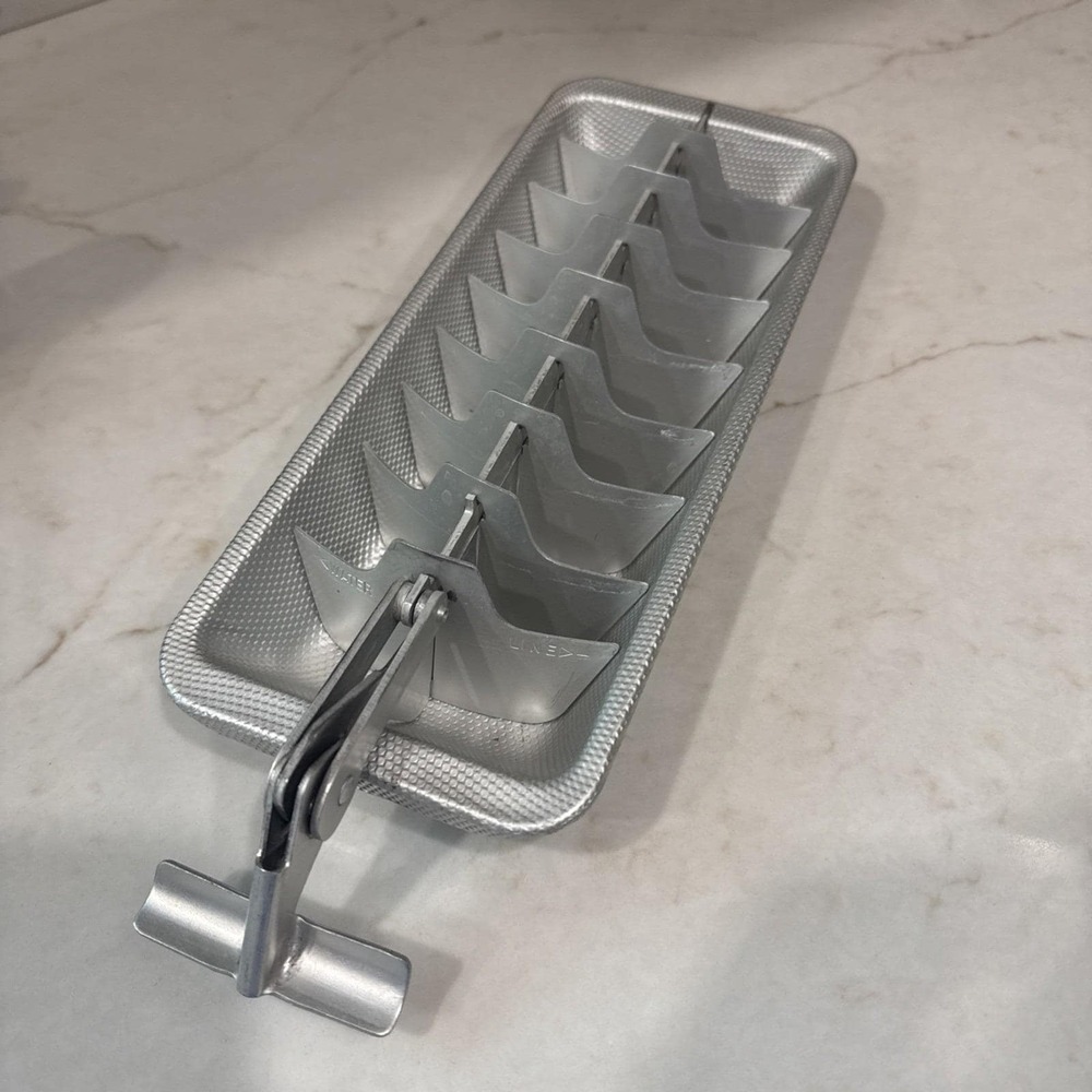 Vintage Textured Aluminum Metal Ice Cube Tray - Makes 18 Cubes